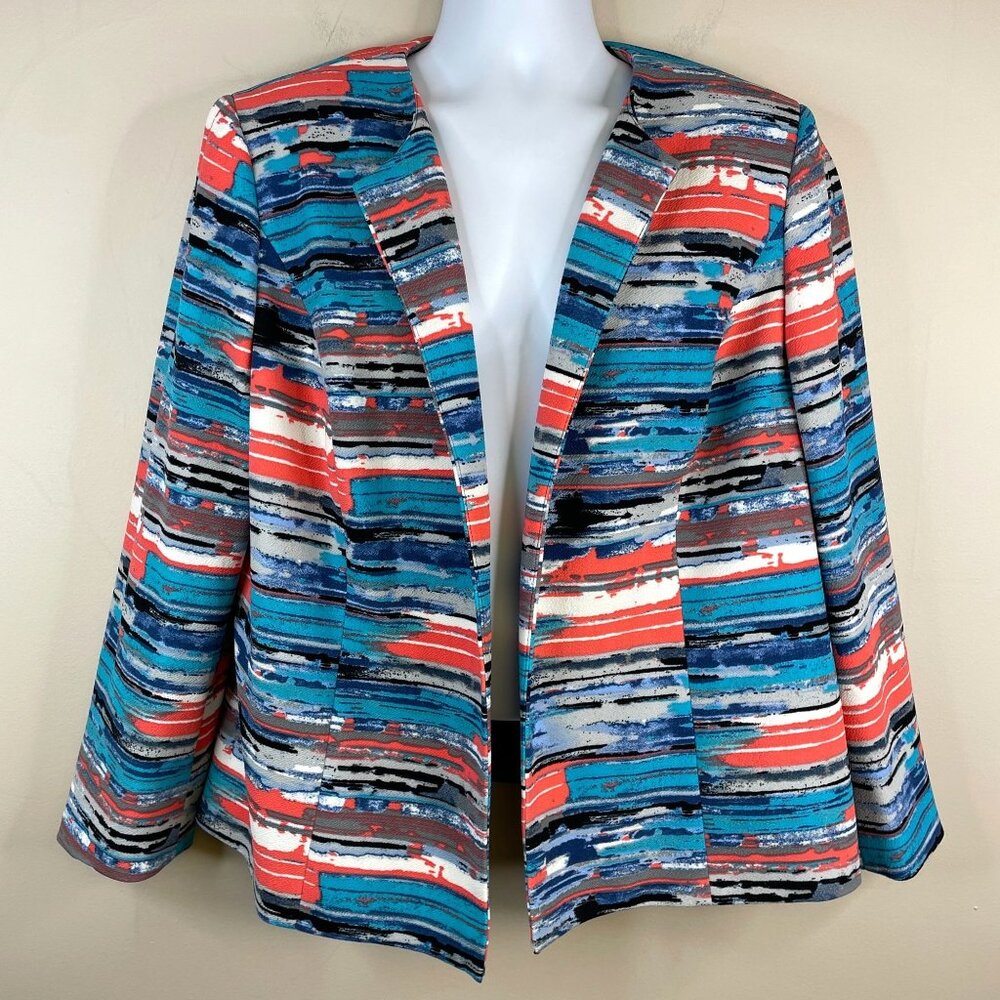 Kasper Open Front Professional Blazer Womens 18W Multicolor Career Jacket BOXY
